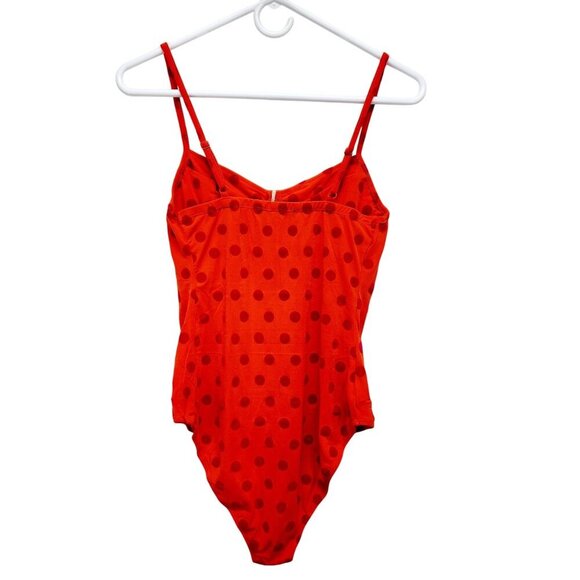 Red Polka Dot One-Piece Womens Bodysuit  Adjustable Straps Size Small Blāshe - Picture 5 of 8
